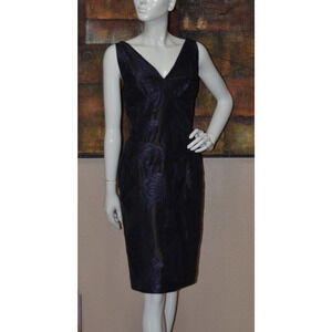 Charles Chang-Lima Designer Black & Purple Brocade Cocktail Dress Size 10